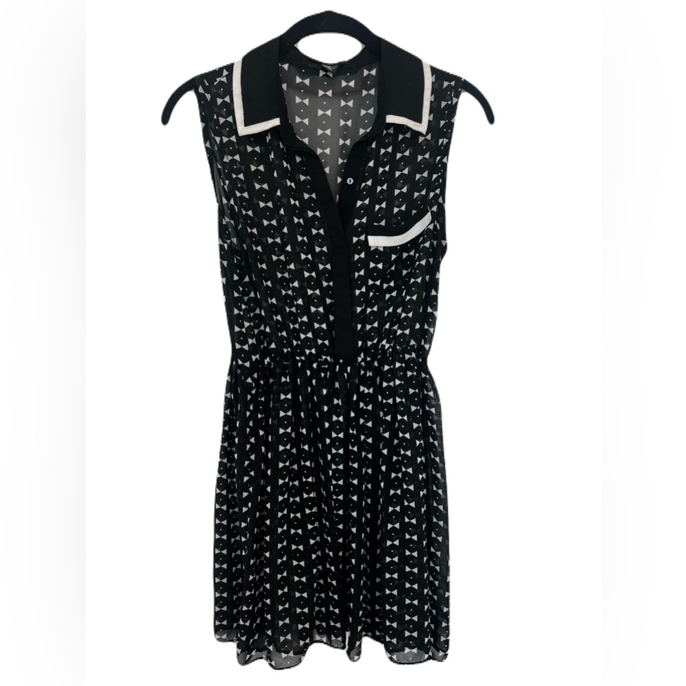 🖤 GUC FOREVER 21 Black Sheer Dress with White Triangle Print | Women’s Small
